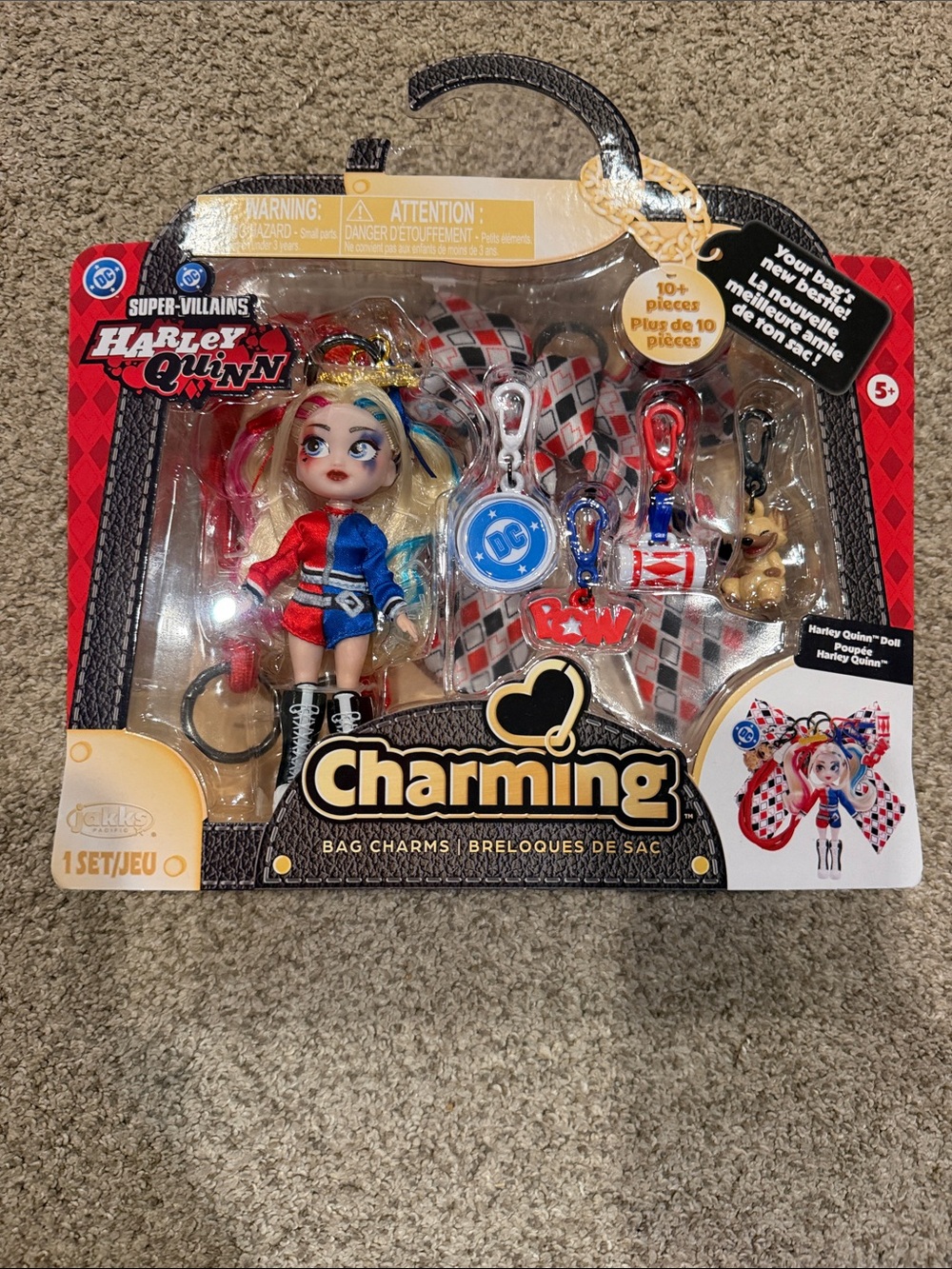 Super-Villains Harley Quinn Kids Bag Charm Set - Red & Blue